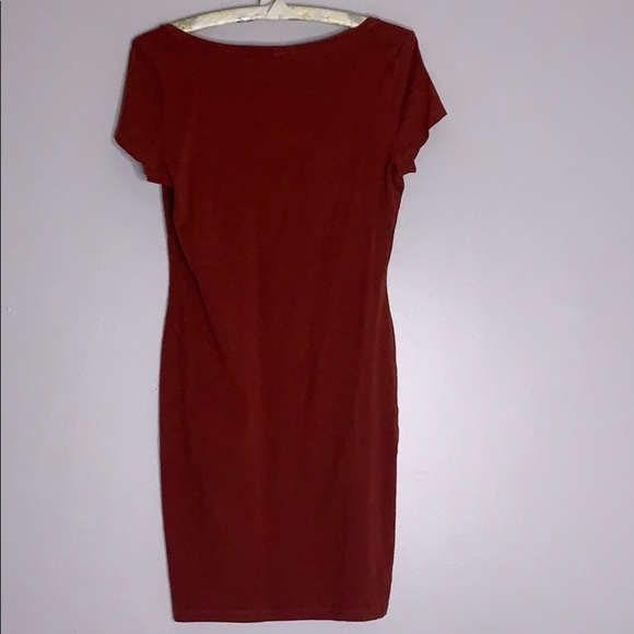 H&M Basic Short Sleeve Brick Red T-shirt Dress mini women’s small - Picture 3 of 6
